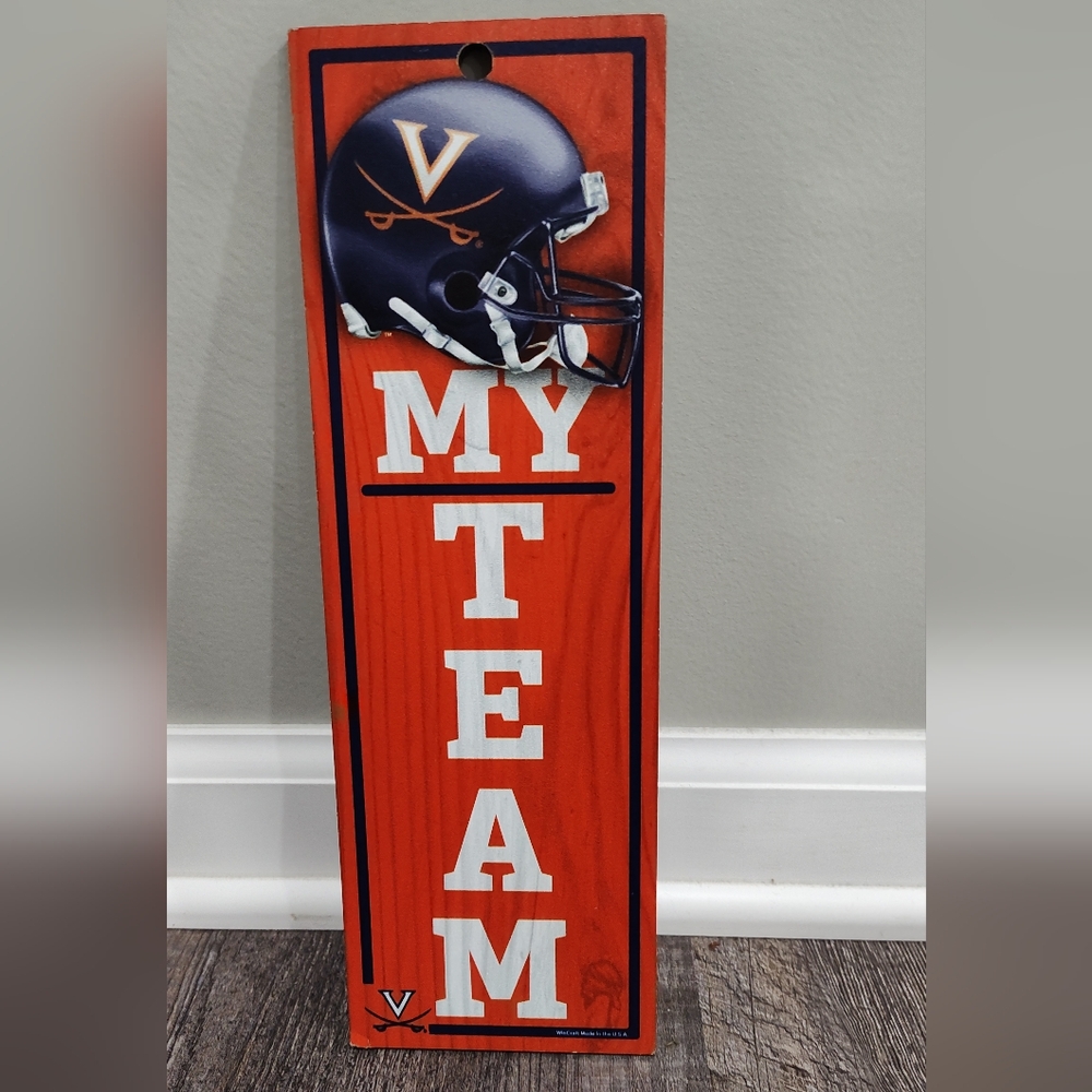 U. of Virginia UVA Cavaliers "My Team" Wood Wall Sign, WinCraft, Made In USAD